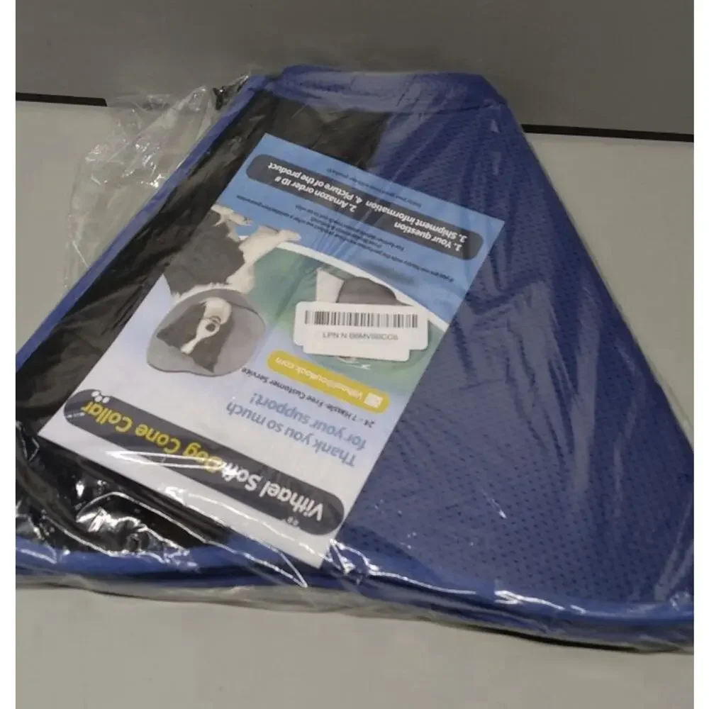 Vithael Soft Dog Recovery Cone Collar XL Blue Adjustable Elizabethan Collar